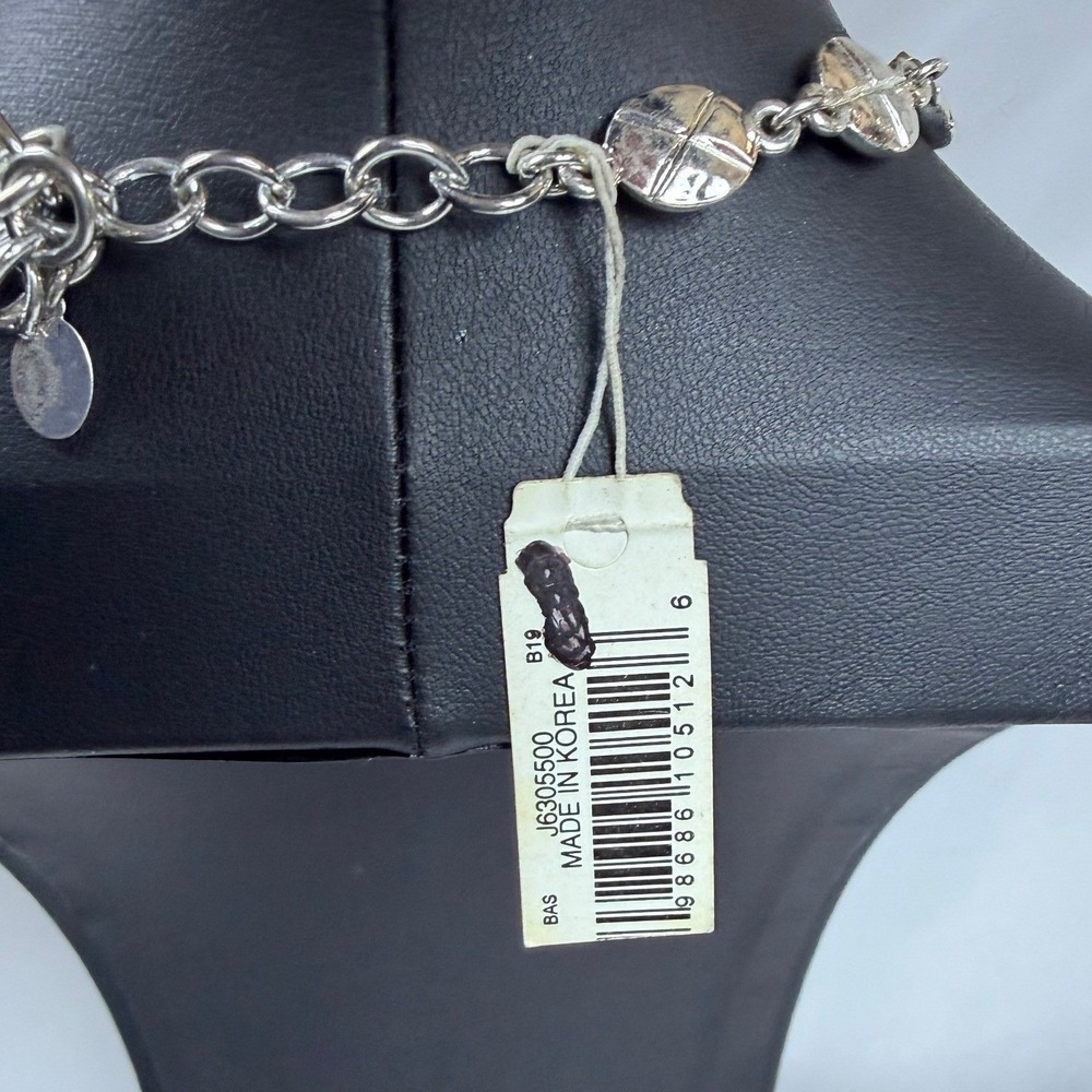 Liz Claiborne Silver Tone Reversible Black Cabochon Quilted Necklace J6305500 - Picture 6 of 7